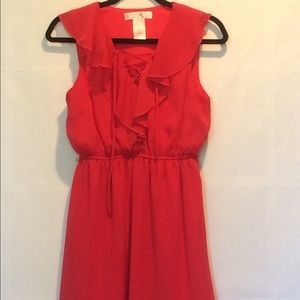 Coral Lace-Up Dress